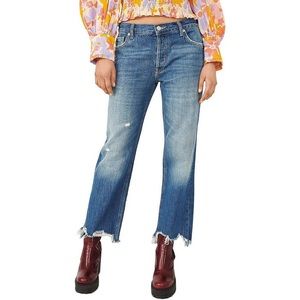 We The Free Womens Maggie Denim Distressed Straight Leg Jeans - Size 30